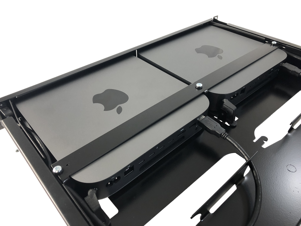 Rear View Dual Mac Mini rack mount W/slide and wire management